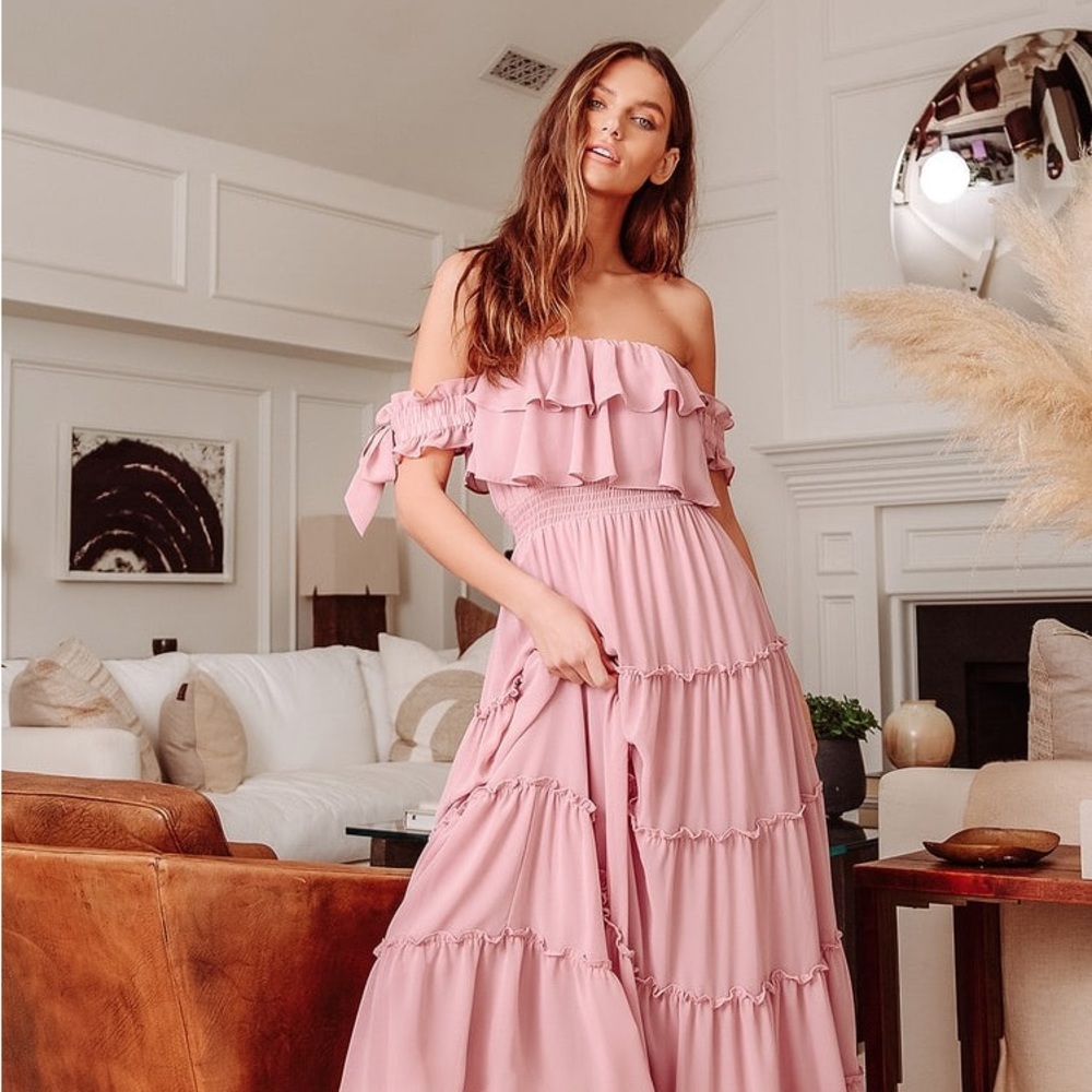 lulu’s - chance for us off the shoulder ruffled maxi dress
